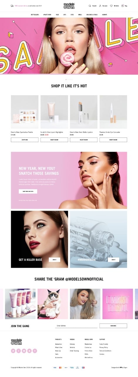 Models Owns website long screenshot