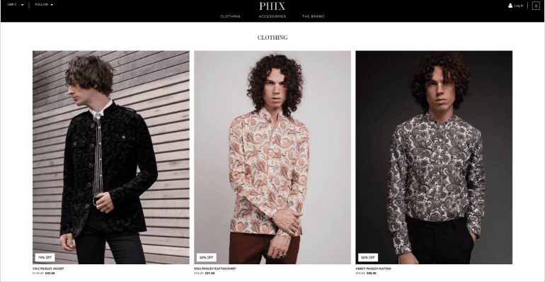 Phix Clothing website