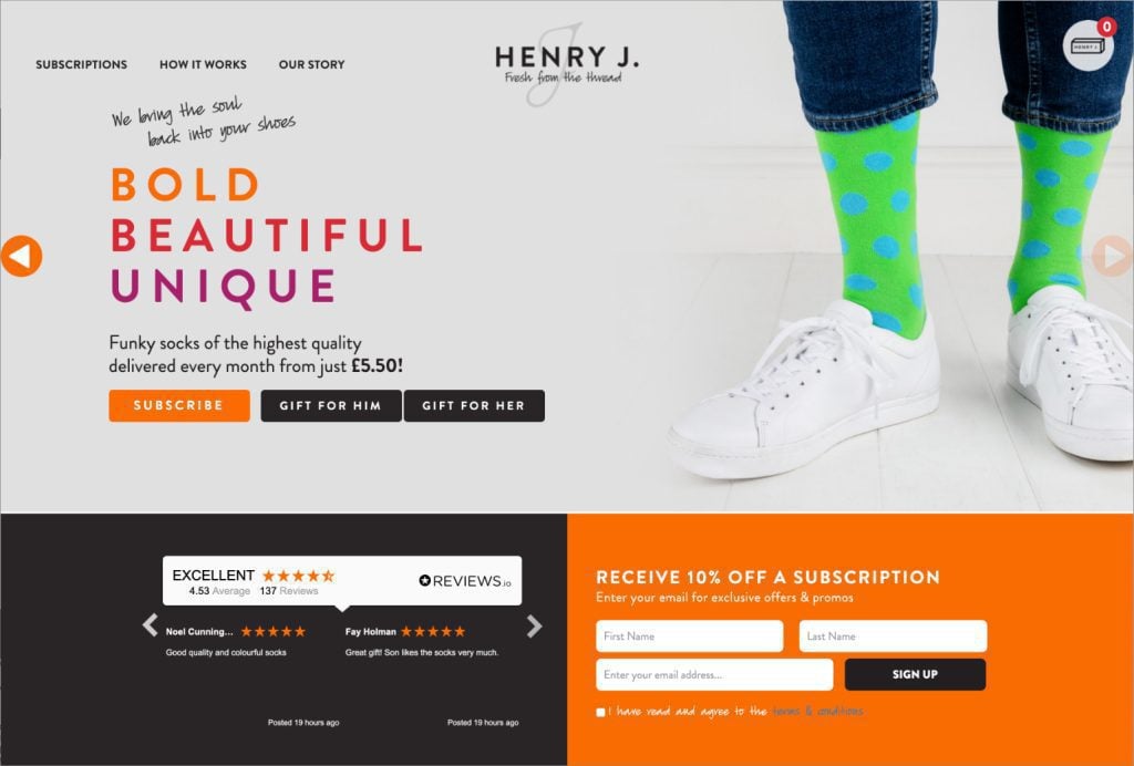 Henry J Socks Website