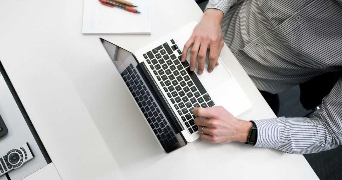 birds eye view of user on laptop