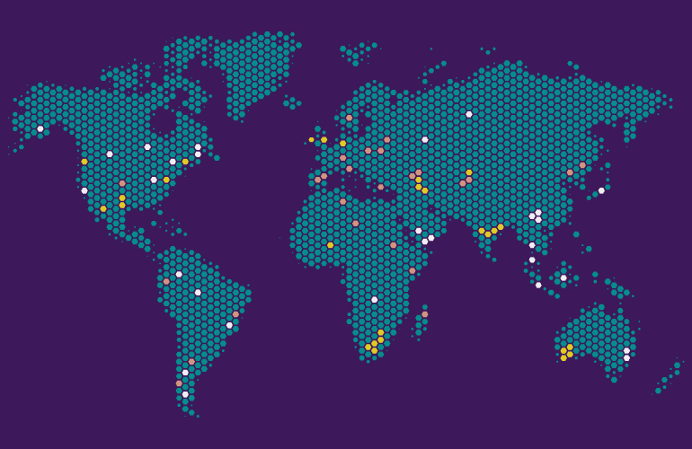 Map of world showing API spread